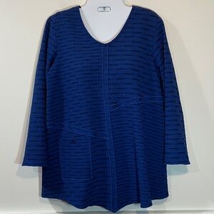 Habitat Clothes To Live In Blue Textured Long Sleeve Top XS
